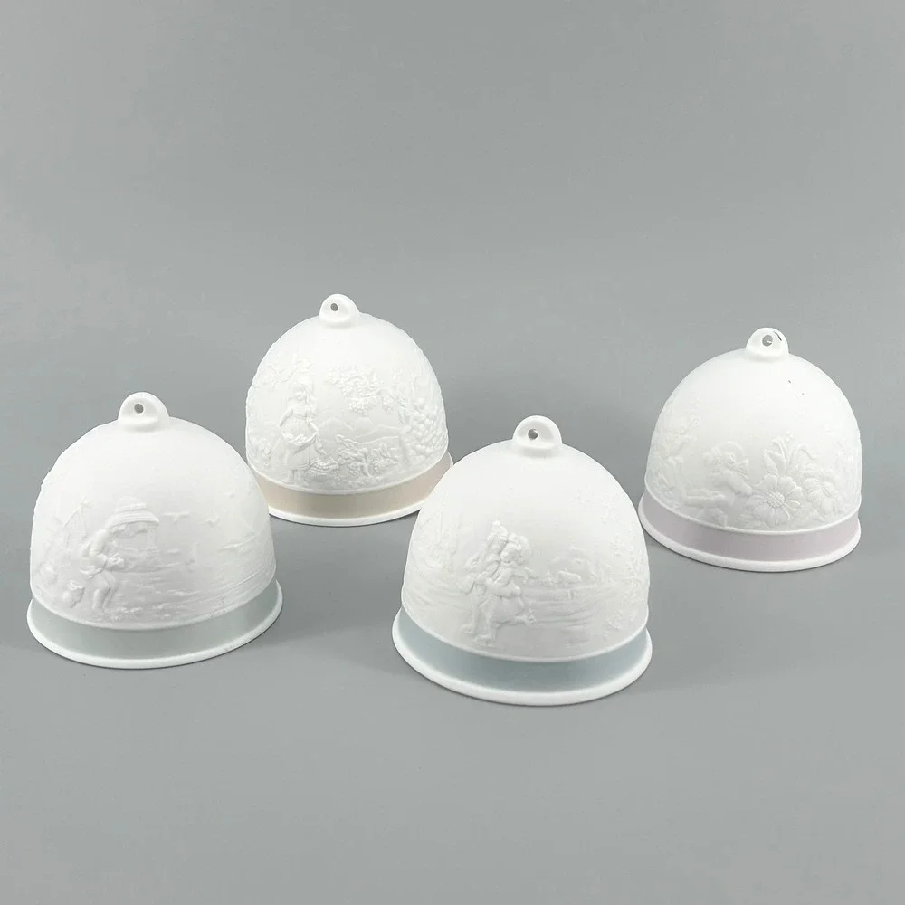 Lladro Collectors Society Bisque Porcelain Bells Set 1991 1992 1993 1994 White